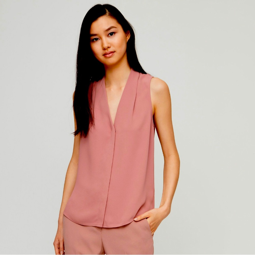 Aritzia Babaton - Sleeveless Power Blouse - Size XS - Dark Dusty Rose